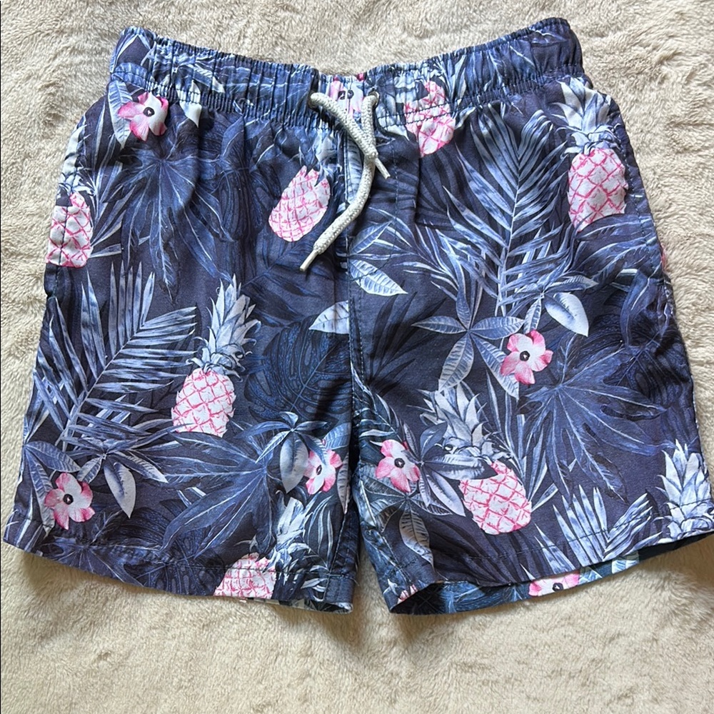 Tropical Blue and Pink Boys Swim Shorts